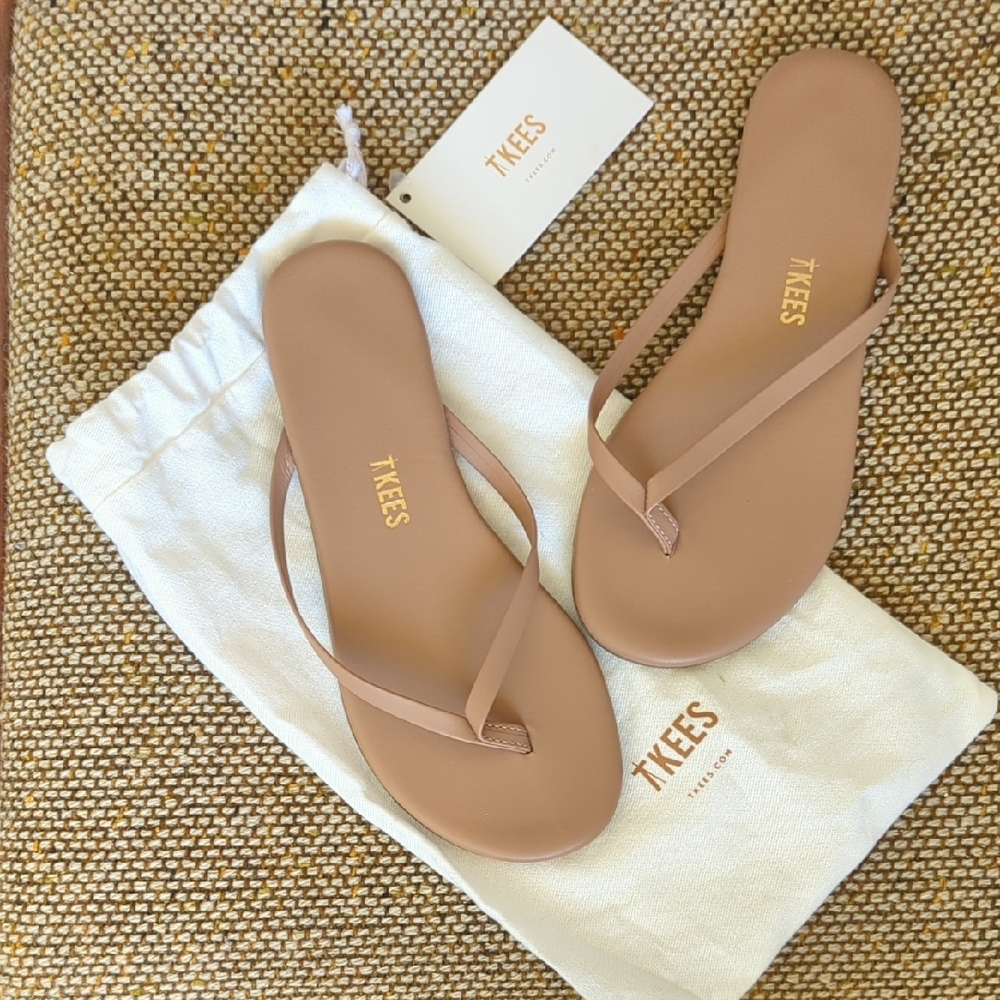 TKEES Women's Beige Flip Flop Sandals